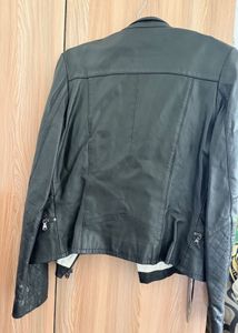 Pure Leather white contrast biker jacket