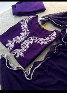 Beautiful Purple Embroidered Kurta Set
