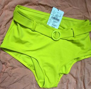 Neon Green High-Waisted Briefs-New with Tags