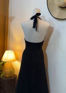 Elegant Black Halter Neck Dress