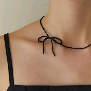 Black Beaded Bow Necklace🖤