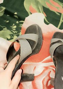Sparkly Silver Crossover Sandals