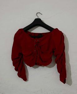 Chic Red Corset Style Crop Top