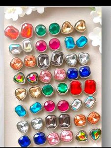 Sparkling Gemstone Stud Earrings Set