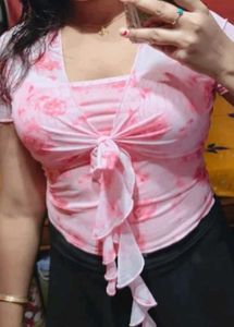 Chic Pink Floral Tie-Front Top