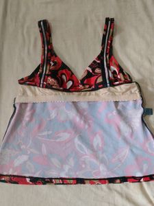 Black Floral Tankini Top