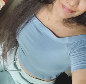 Off-Shoulder Blue Crop Top