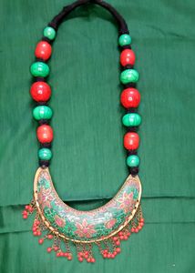 Turquoise Green And Red Necklace. Chandra Haar.