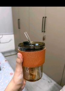 Glass Mug with Straw and Cover