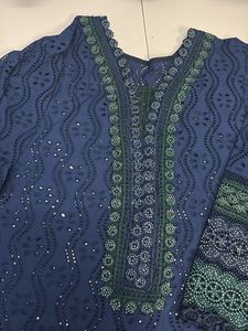 Beautiful  Blue Kurta Set with Green Pants