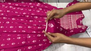 Pink Kurta with White Print