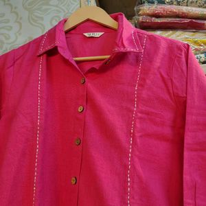 Vibrant Pink Embroidered peplum top🩷