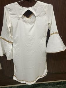 Elegant White Palazzo Pants with Gold Trim