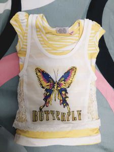 Cute Butterfly Striped T-Shirt