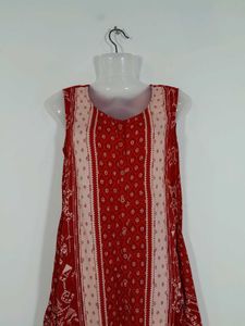 A Line Red Printed Kurta Women's