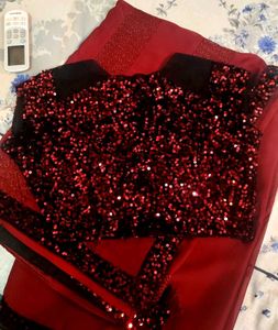 Stunning Red Sequin Saree