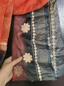 Orange &amp; Black Dupatta