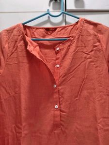 W peach Cotton Kurta