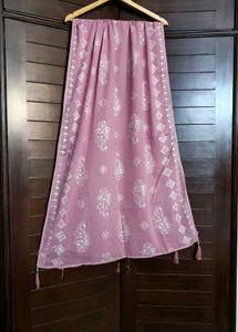Mauve Pink Chikankari Embroidery Kurta Set