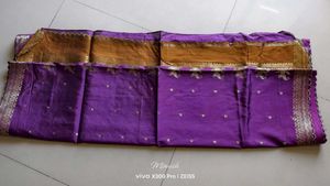 Purple Saree with Gold Border