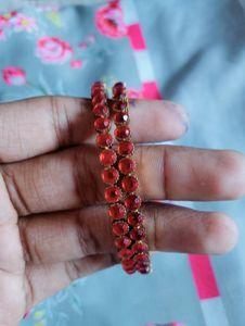 Red Colour Kundan Bangles