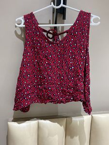 Red Leopard Print Sleeveless Top