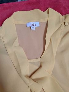 Chic Yellow Ruffle Sleeve Blouse