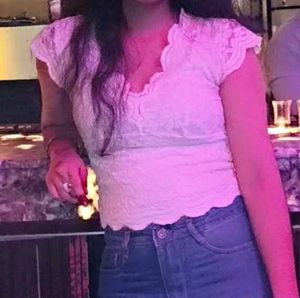 White Lace Cap Sleeve Top