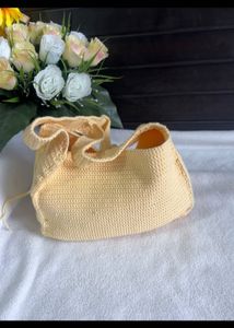 Handmade Yellow Crochet Shoulder Bag / Handbag