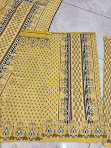 WOOLEN 3 PIECE Yellow Unstitched Dress Material