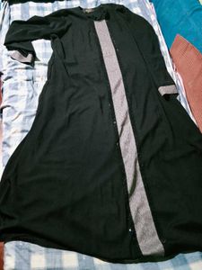 Elegant Black Abaya with Embellished Panel