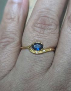 Oceanic Blue Stone Ring SS925 gold plated