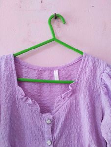 Cute Purple Puff Sleeve Top