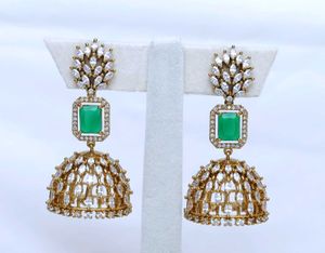 Stunning Emerald & Diamond Jhumka Earrings