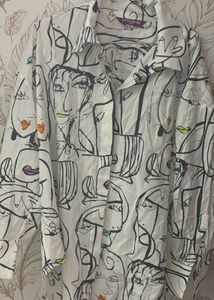 Uptownie Artistic Face Print Button-Up Shirt