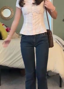 Y2k Fitted Cinched Waist Button-Up Shirt Top