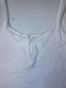 Ribbed White Crop Tank Top