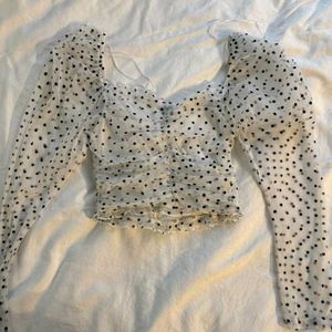 H&amp;m Polka Dot Mesh top