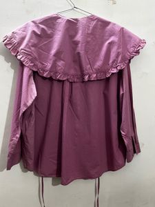 vintage  Pink Ruffle cape collar shirt