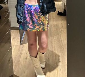 purple Sparkly mermaid  Sequin Mini Skirt