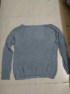 Gray Knit Pullover Sweater