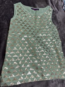 Mint Green Sequin Embellished Top