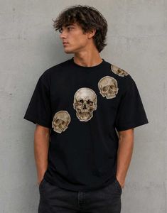 Black T-Shirt with Skull Print