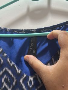 Plus size Blue Ikat Print Top