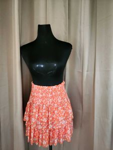 Chic Ruffle Floral Mini Skirt
