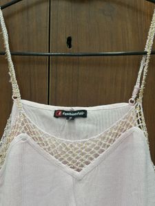 Light Pink Crochet Trim Cami Top
