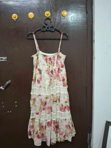 Floral Tiered Sundress with Lace Trim