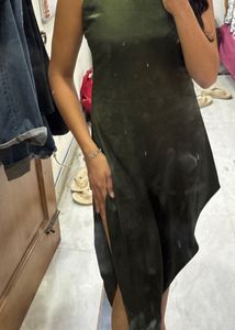 Sleek Olive Green Midi Dress