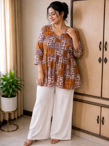 Short Printed Kurti | 100% Cotton | Size L
