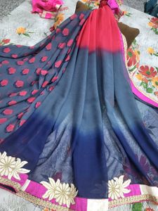 Beautiful Heavy Border Saree with Stitched Blouse